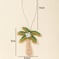 Green Beaded Palm Tree Charm Pendant With Pearl Coconuts view 2