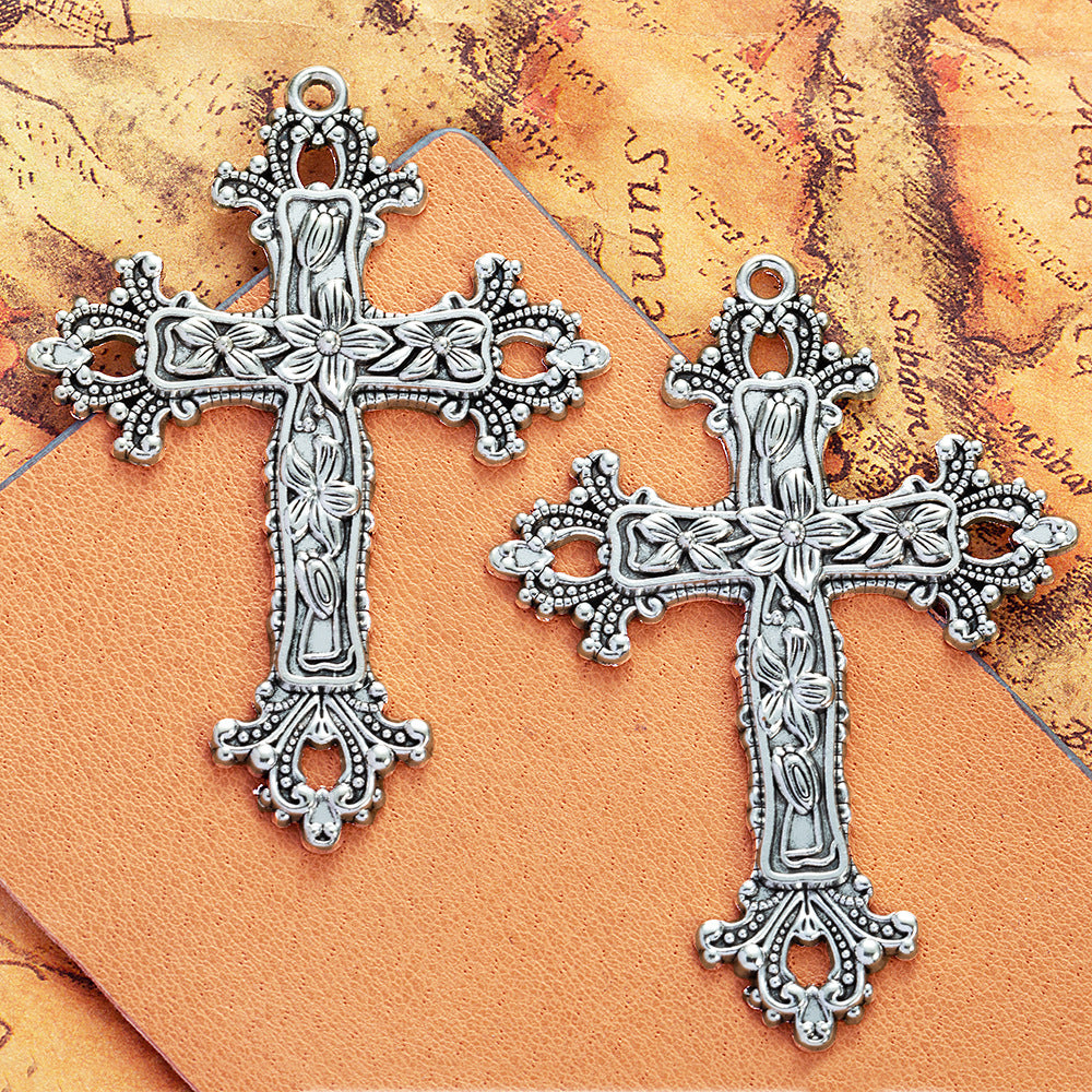 73x53mm Vintage Vine Cross Charm Pendant for Necklace