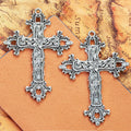 Ornate Floral Cross Metal Pendant Charm For Jewelry Making view 4