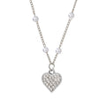 Silver Heart Pendant Pearl Station Necklaces Four Styles view 7