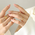 Gold Stackable Three-Band Ring Set Smooth Matte Mix view 4