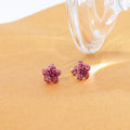 Pink Faceted Stone Cluster Flower Small Stud Earrings view 4
