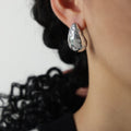 Teardrop Stud Earrings With Rhinestones Or Pearls Gold Steel view 7