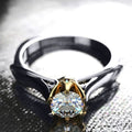 Two Tone Six Prong Round Clear Twisted Band Finger Ring view 2