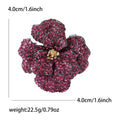 Full Rhinestone Peony Flower Brooch Dark Metal Blue Magenta view 5