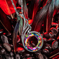 Silver Tone Rainbow Ring Drop Pendant Necklace with Polished Metal Finish view 2