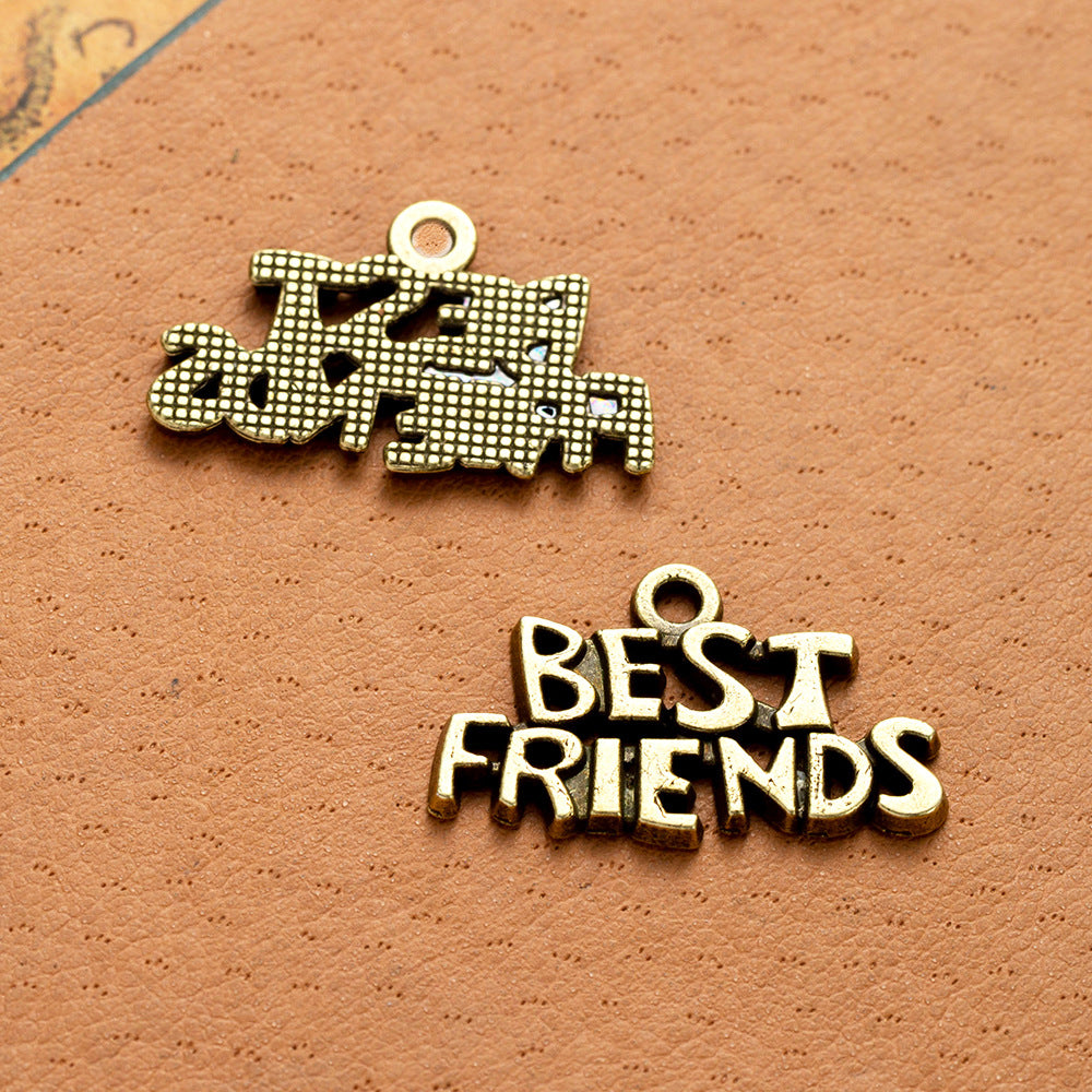 25×15mm Best Friends Letter Alloy Charm Pendant