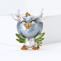 Antlered Owl Brooch in Four Enamel Colorways Clothing Pin view 3