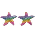 Crystal Starfish Stud Earrings in Blue and Rainbow Colors view 5