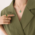 Teardrop Natural Stone Pendant Necklace Green And Purple view 4