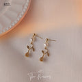 Gold Tone White Pearl Delicate Branch Leaf Flower Bud Drop Stud Earrings view 6