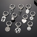 Silver Hoop Charm Earrings Smiley Globe Eye 10 Styles view 1