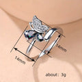 Silver Butterfly Mystic Teardrop CZ Finger Ring Band view 5