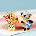 Jeweled Panda Guitar Keychains in Red and Blue Colors view 4