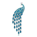 Aqua Blue Peacock Tassel Crystal Four Designs Metal Brooch Pin view 1