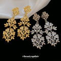 Intricate Openwork Floral Lace Drop Earrings In Silver Tone view 2