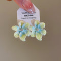 Pastel Multicolor Gradient Fabric Flower Stud Earrings view 6