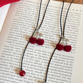 Red Cherry Pearl Cord Necklace Decorative Jewelry Design view 2