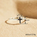 Black Cross Ultra-Slim Ring In Polished Silver Tone view 4