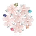Pink Flower Cluster Brooch With Multicolor Crystals view 1