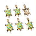 Colorful Enamel Turtle Pendants with Gold Tone Loops in 13 Styles view 9