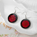 Round Black Resin Daisy Drop Earrings Silver Hook 4 Colors view 9