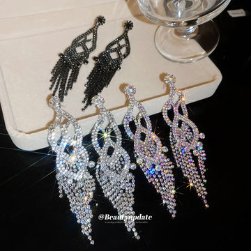 Crystal Cutout Chandelier Stud Earrings Fashion Jewelry