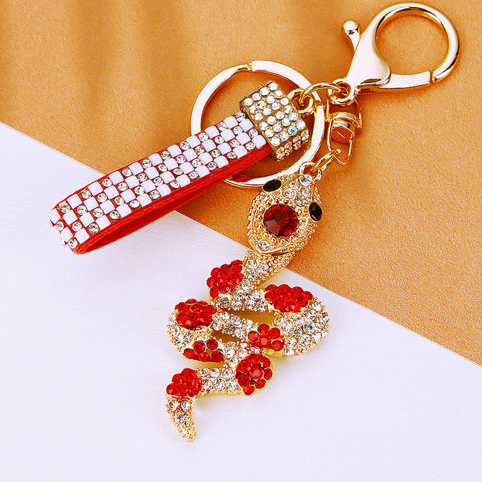 Jeweled Gem Snake Keychains with Three Crystal Loop Combination Options