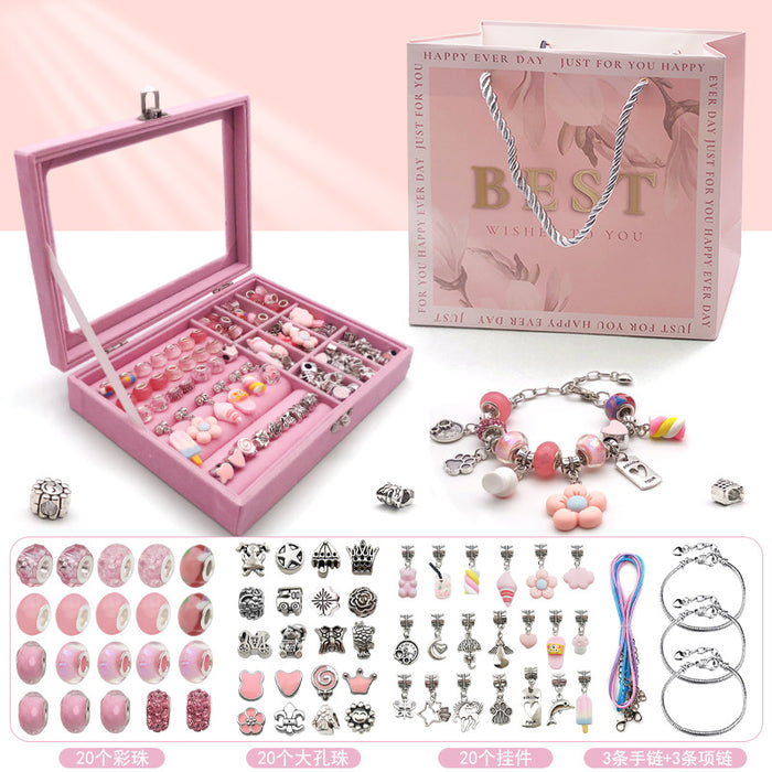 Pink Jewelry Kit and Jewelry Box Metal Charms with 3 Listed Options