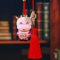 Jeweled Smiling Cow Car Hangers in Five Colors with Red Tassels view 3
