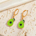 Gold Tone Enamel Fruit and Dinosaur Huggie Drop Earrings in Seven Designs view 7