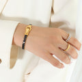 Gold Magnetic Clasp Baguette Zircon Tennis Bracelet Colors view 6