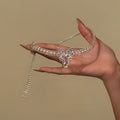 Silver Tone Butterfly Crystal Choker With Chain Drops view 2