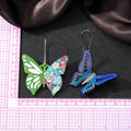 Silver Tone Colorful Butterfly Acrylic Long Hook Earrings view 5
