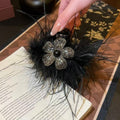 Black Feather Rhinestone Five Petal Flower Shark Claw Clip view 2