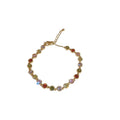 Gold Tone Bracelet With Red Green Pink And Clear Round Crystals view 5
