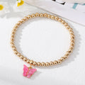 Gold Tone Beaded Colorful Butterfly Charm Stretch Bracelets view 8