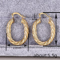 Gold Tone Twisted Rope Oval Hoop Earrings Latch Pair view 4