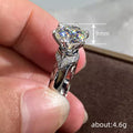 White Gold Six Prong Solitaire Pave Shoulder Finger Ring Sizes 6-10 view 4