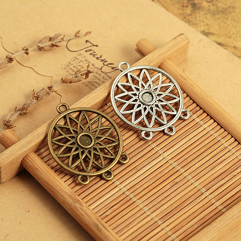 33x22mm Openwork Dreamcatcher Alloy Earring Connector Pendant