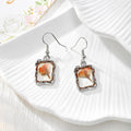 Silver Tone Ornate Rectangular Pressed Flower Drop Earrings in Seven Designs view 9