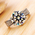 Silver Tone Six Prong Round Clear Stone Pave Shoulder Ring view 2