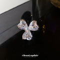 Crystal Clover Ear Clip with Silver Tone Setting and Clear Stones view 4