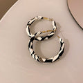 Black and White Wrapped Hoop Earrings in Four Shapes and Sizes view 6