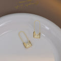 Gold and Silver Safety Pin Lock Long Hook Earrings view 2