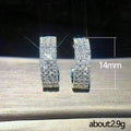 Triple Row Pavé Huggie Hoop Earrings in Silver Tone view 5