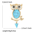 Turquoise Belly Owl Brooch With Crystal Eyes and Hanging Drop view 6