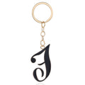 Black Enamel Gold Outline Script Letter Keychain Alphabet view 11