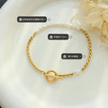 Gold Twisted Rope Freshwater Pearl OT Toggle Bracelet 17cm view 2