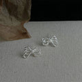 Silver Twisted Rope Openwork Bow Stud Earrings Petite view 4